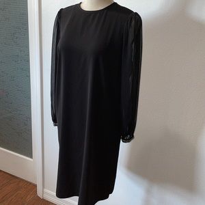 Large petite sheer sleeve black dress